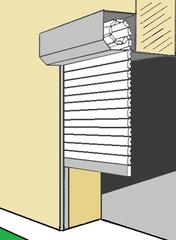 Porte de garage enroulable coffre interieur
