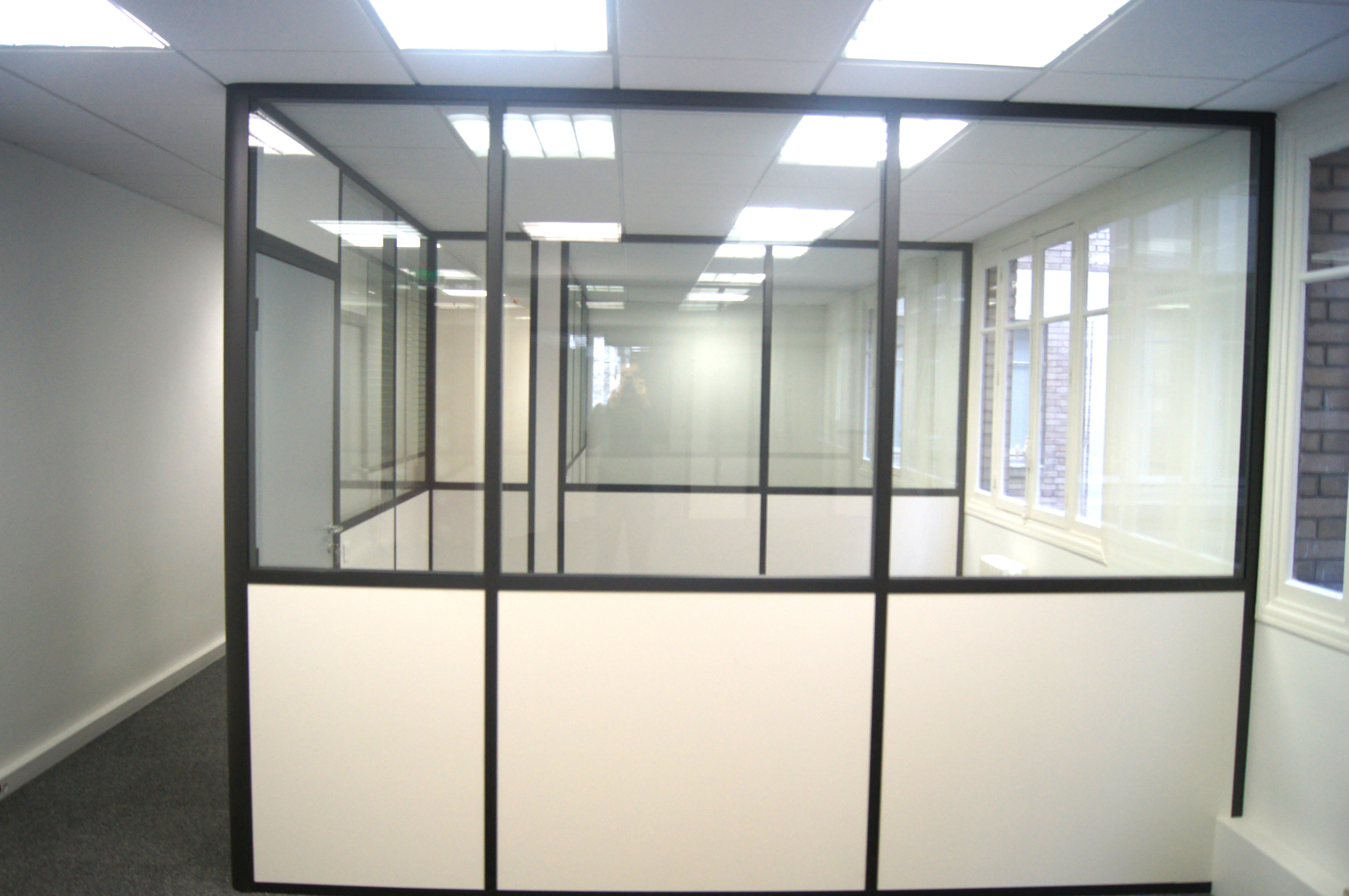Cloison amovible de bureau en verre