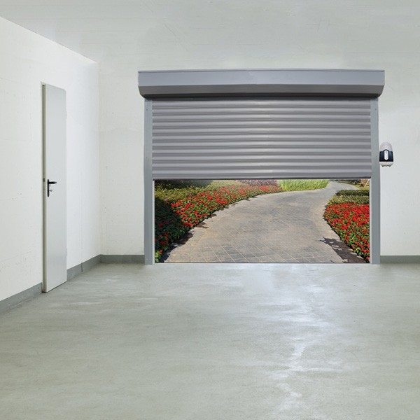 Porte de garage enroulable grise
