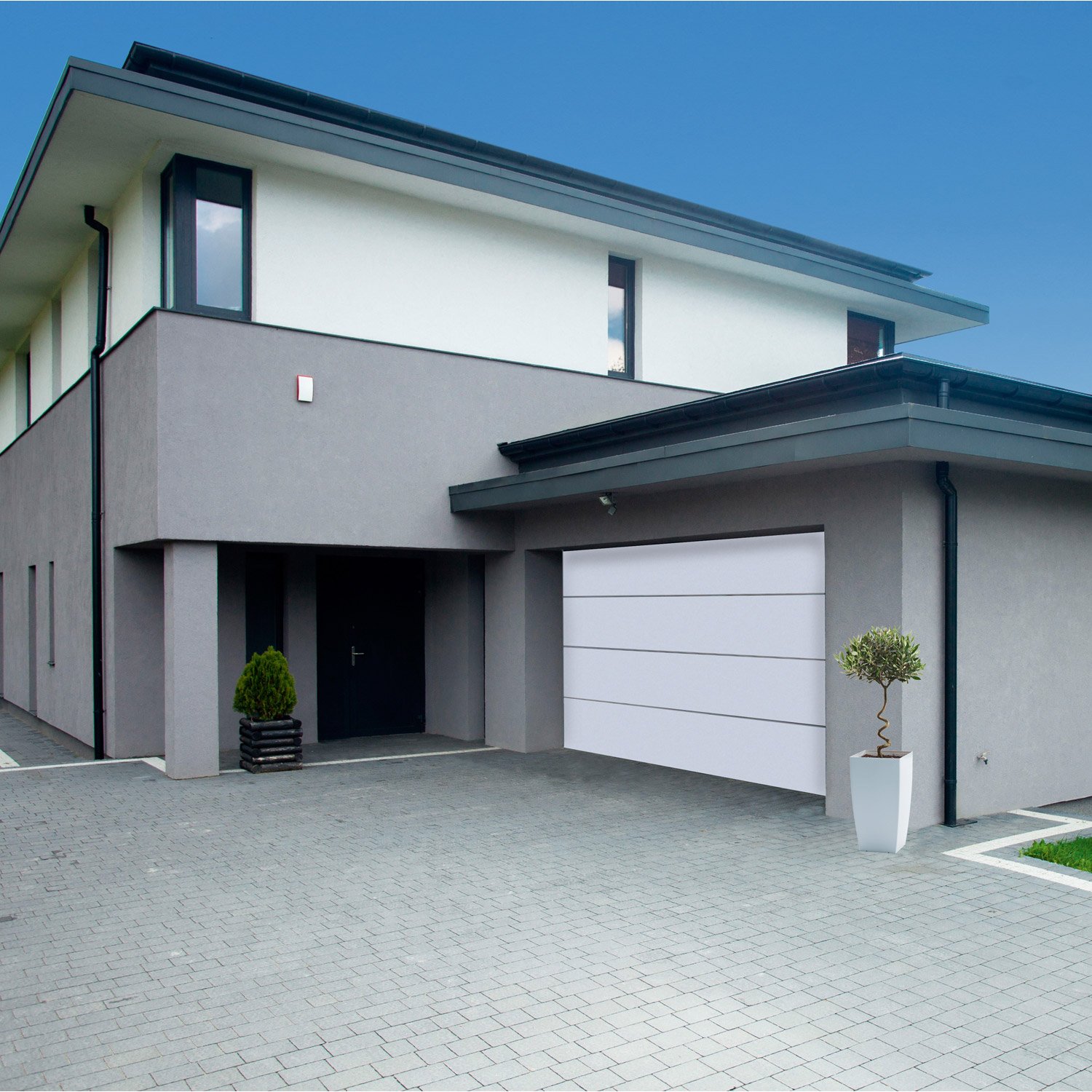 Porte de garage sectionnelle motorisée hormann h.200 x l.240 cm