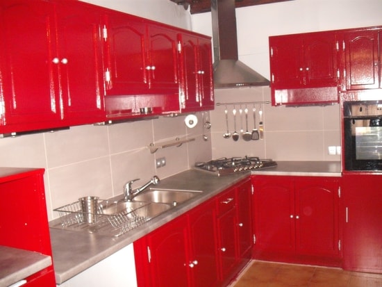 Peinture cuisine rouge et blanc