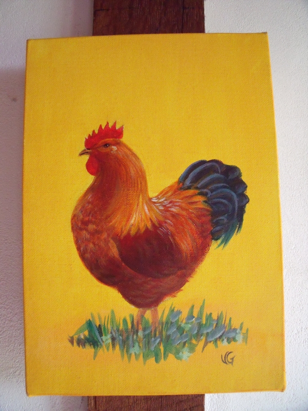 Peinture acrylique coq