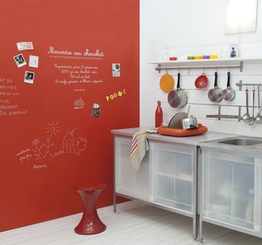 Peinture murale cuisine rouge