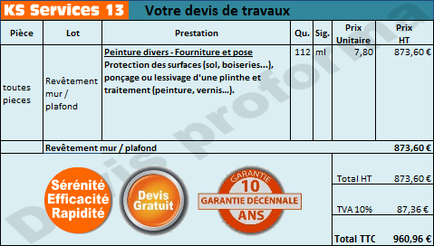 Devis peinture sans fourniture