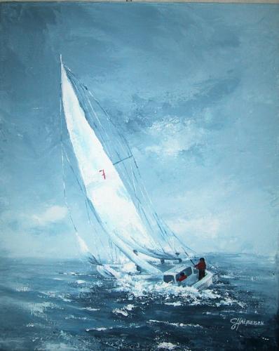 Peinture acrylique voilier