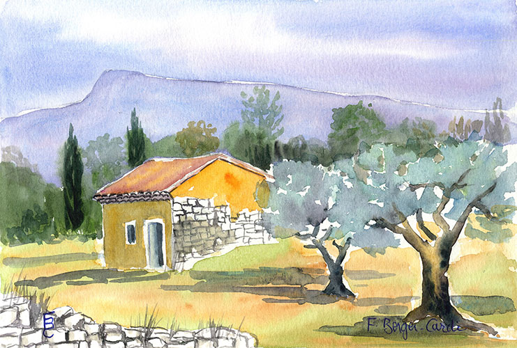 Peinture aquarelle maison