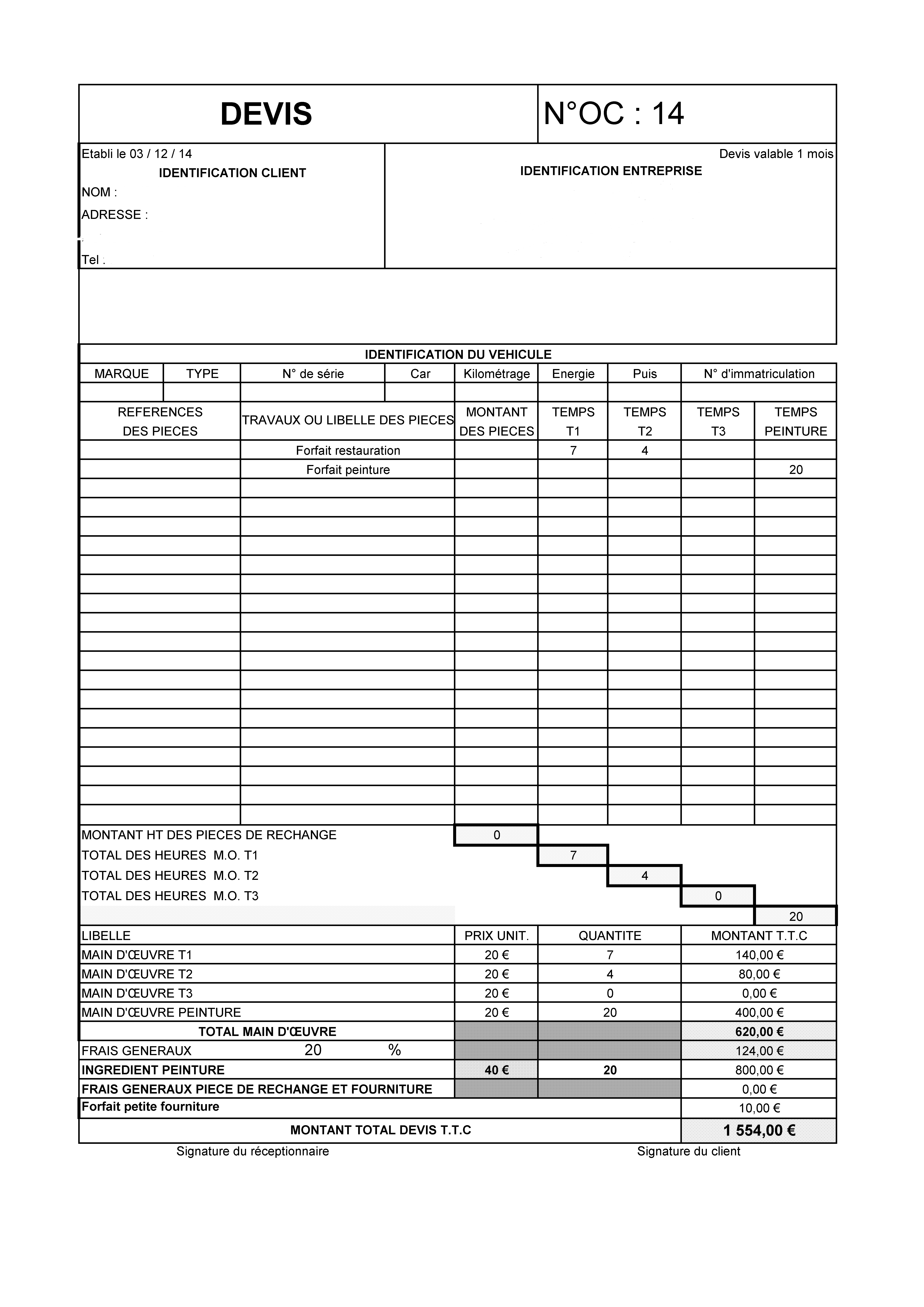 Devis peinture taux horaire