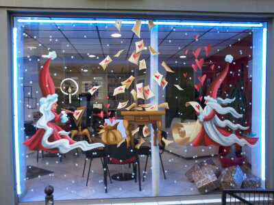 Peinture decoration vitrine noel