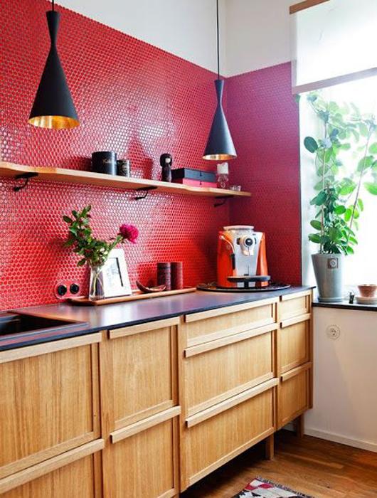 Peinture rouge pour meuble cuisine
