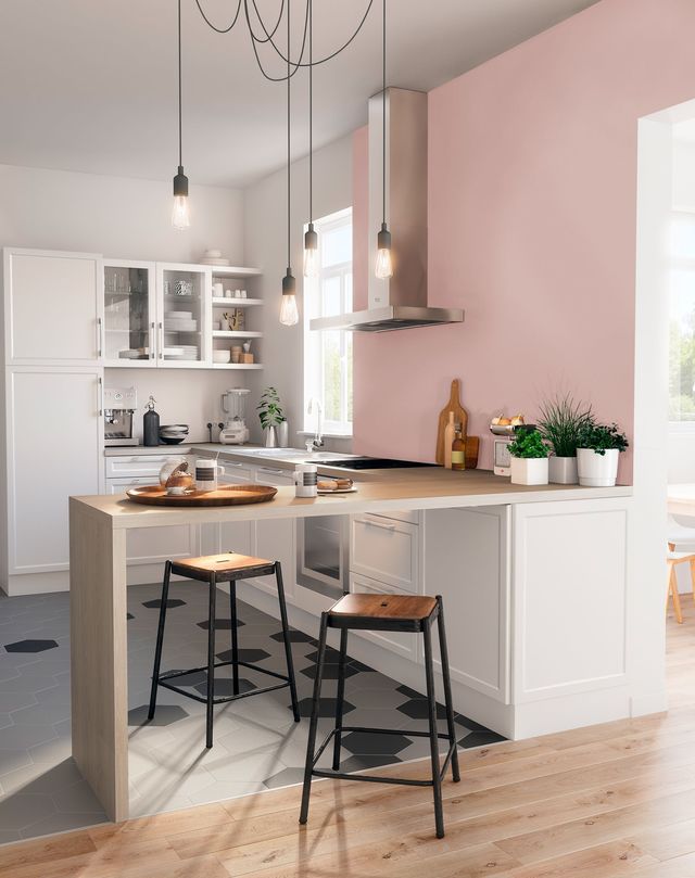 Peinture cuisine rose poudré