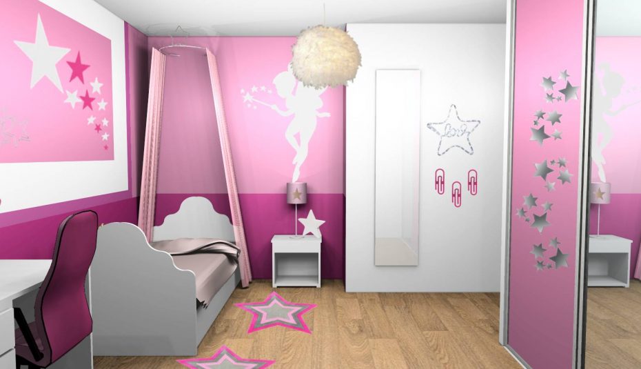 Deco chambre fille peinture pailletée