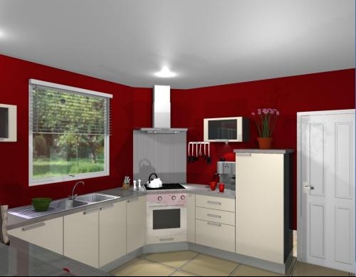 Peinture cuisine framboise