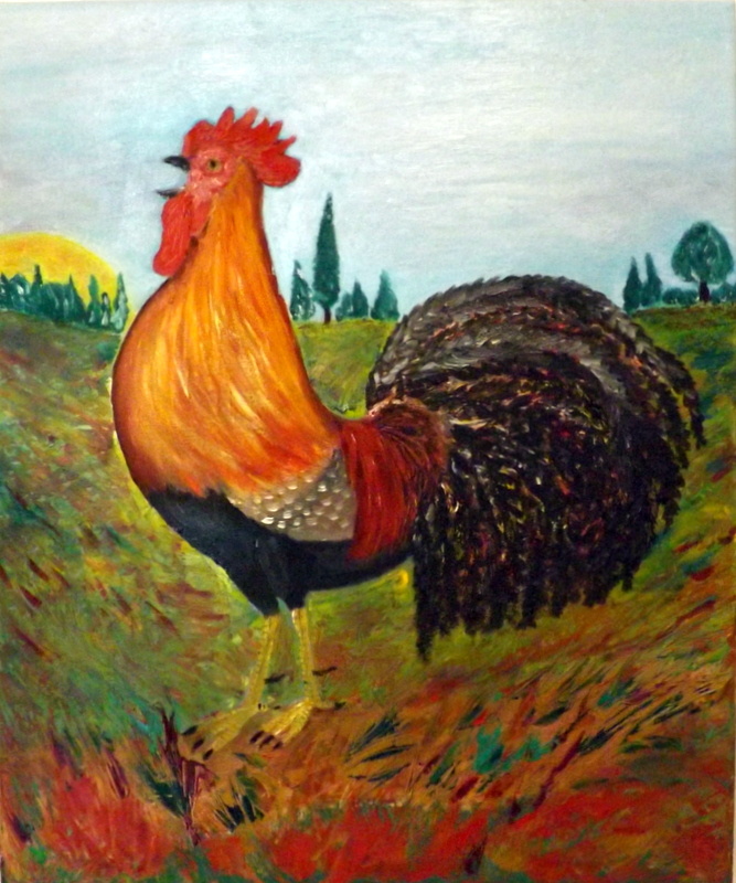 Peinture acrylique coq