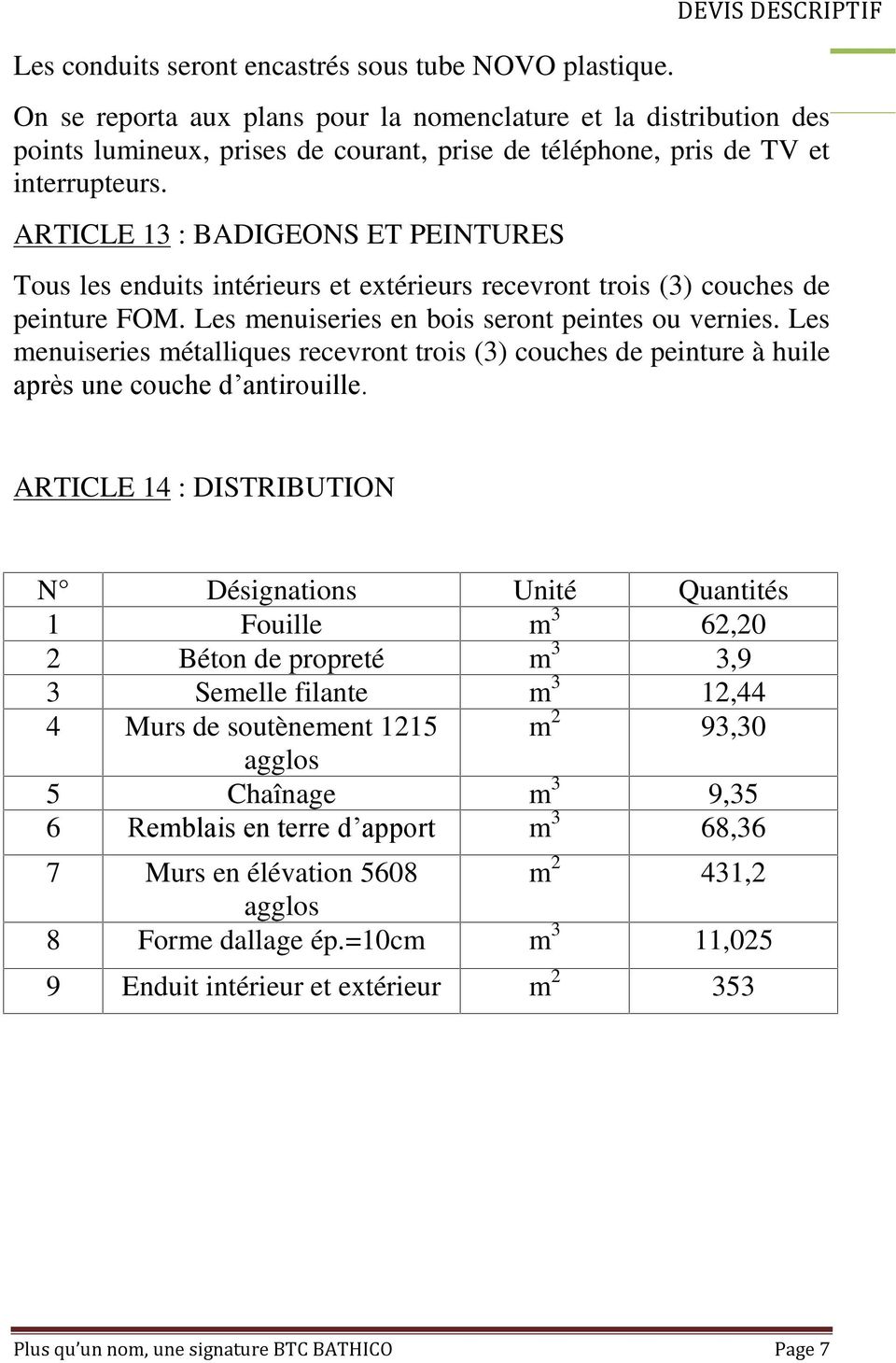 Devis quantitatif peinture
