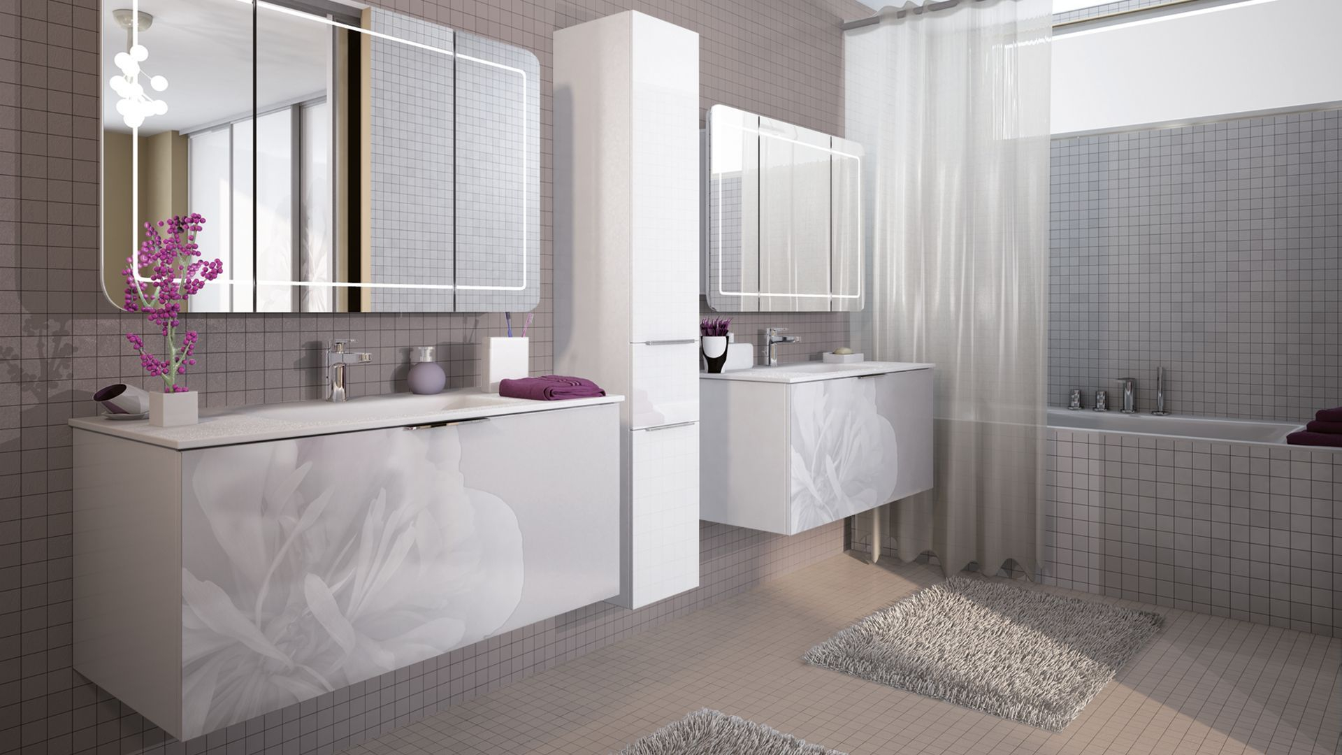 Peinture carrelage salle de bain taupe