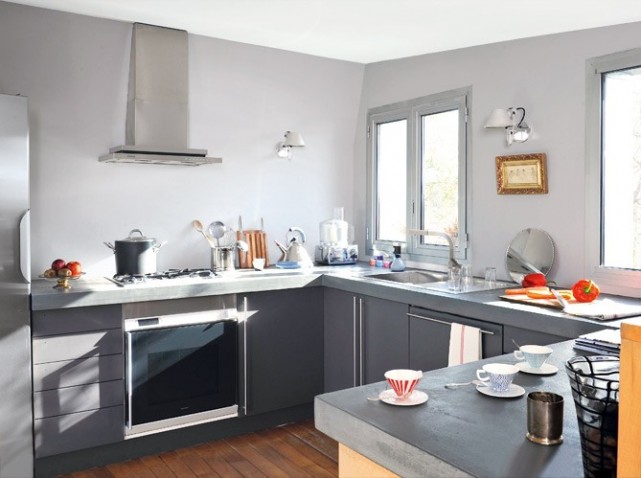 Peinture cuisine bois gris