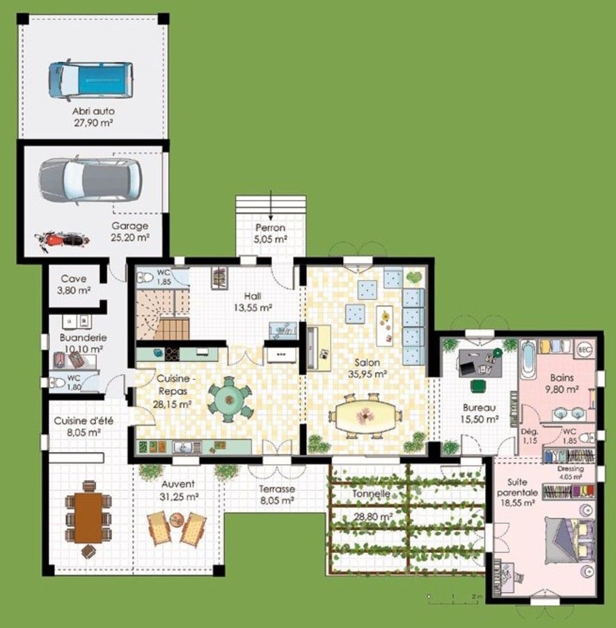 Plan maison 2 chambres avec suite parentale