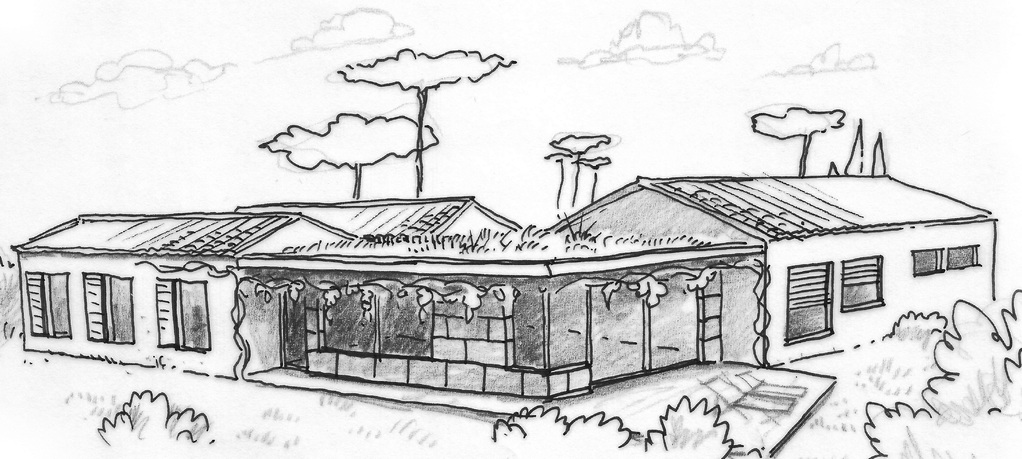 Plan de maison plain pied en v avec garage