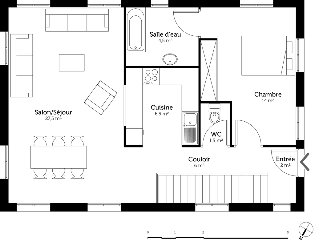 Plan de maison 2 pentes
