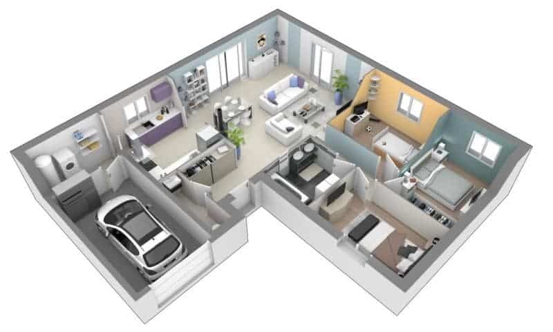 Plan maison plain pied 11m de facade