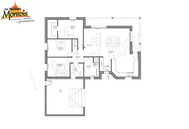 Plan de maison 4 pans
