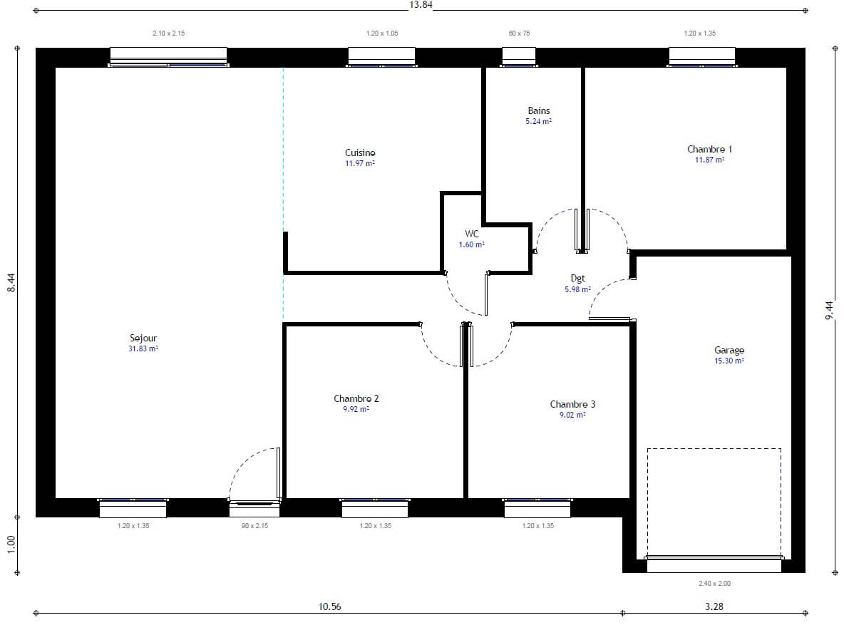 Plan de maison individuelle plain pied