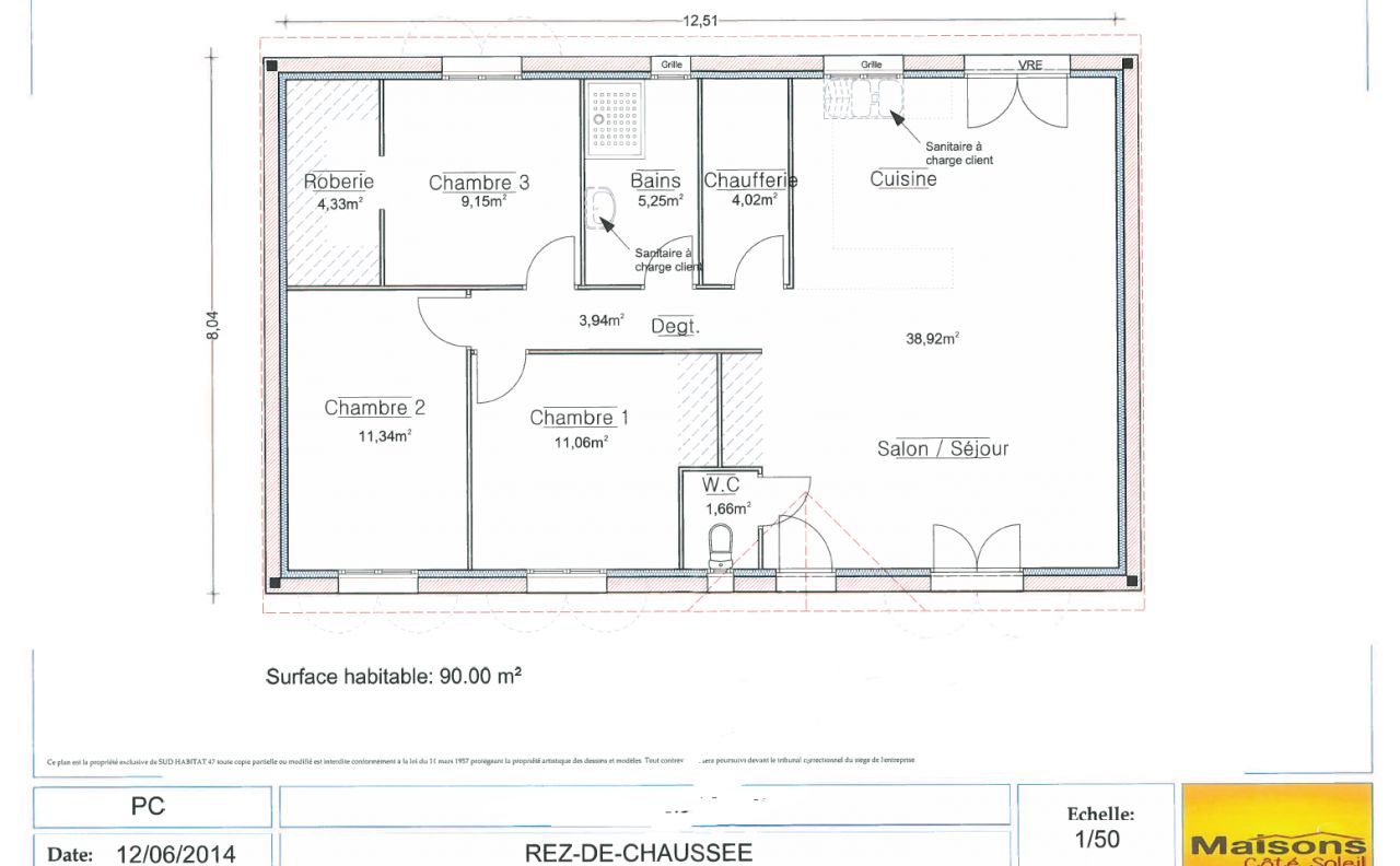 Plan de maison cote soleil