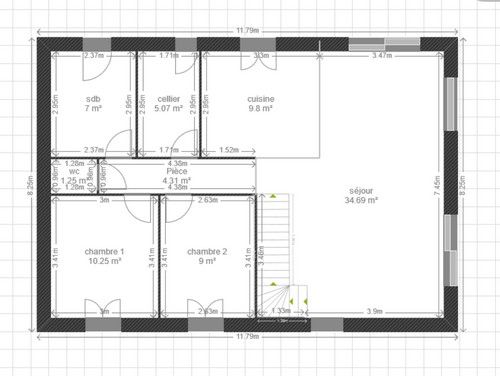 Plan de maison avec baie vitree