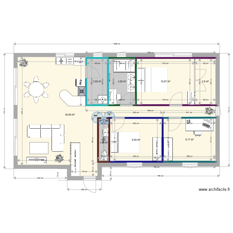 Plan de maison 84 m2