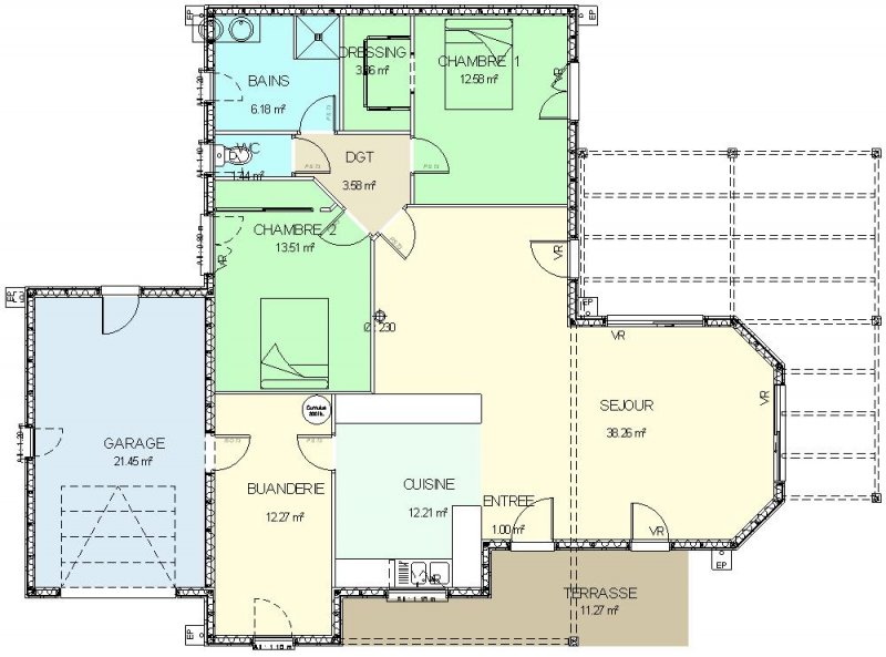 Plan de maison en bois de plein pied
