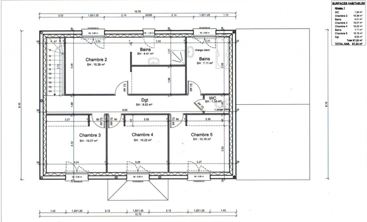 Plan maison plain pied pour permis de construire