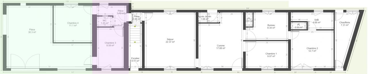 Plan de maison longère
