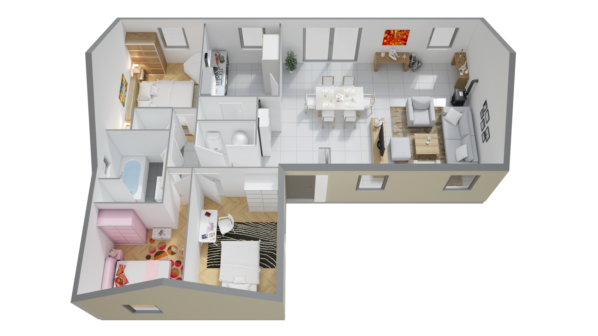 Plan de maison plain pied 115 m2