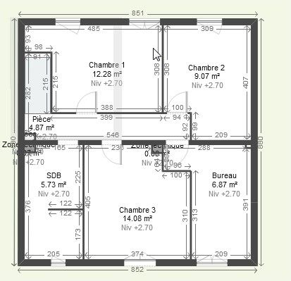 Plan de maison 3 chambres plein pied