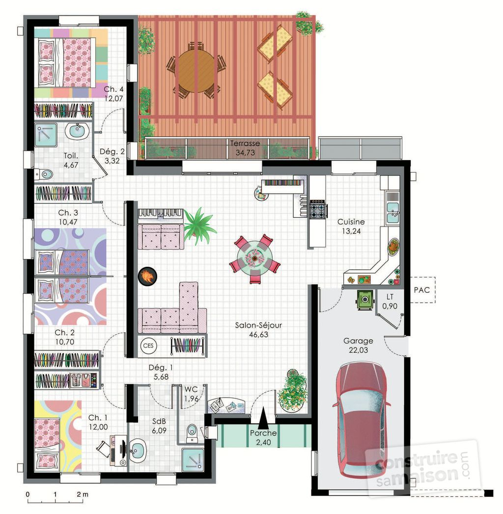 Plan maison contemporaine bioclimatique