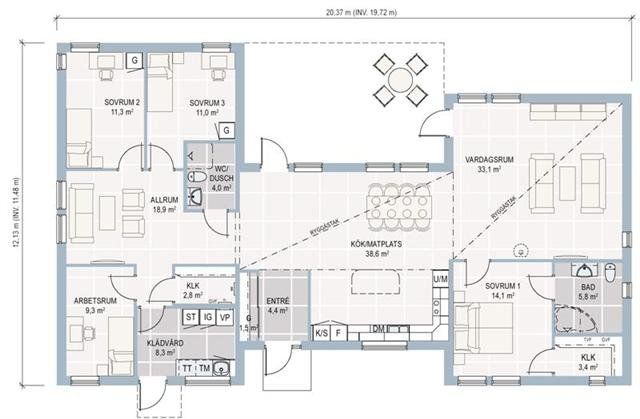 Plan de maison bois plain pied