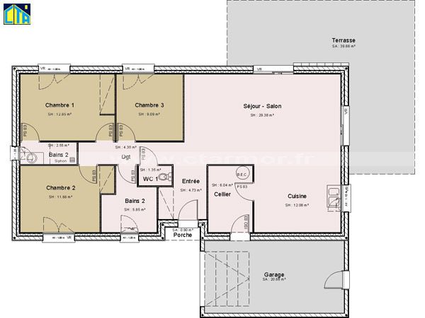 Plan de maison 115 m2