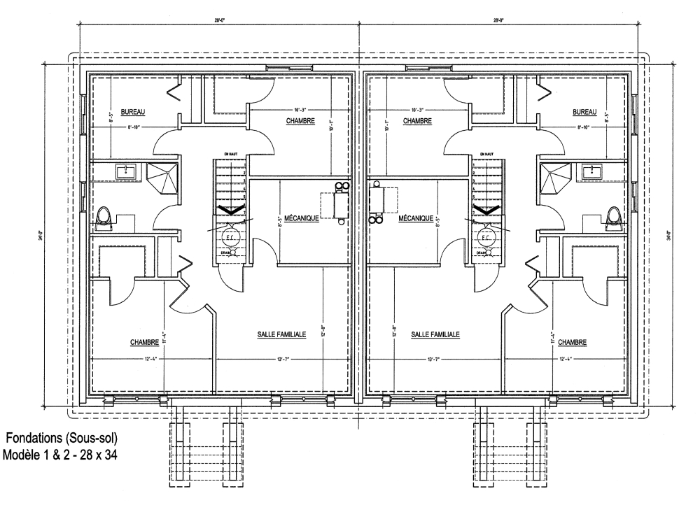 Plan de maison plain pied jumelée