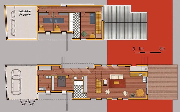 Plan maison etroite architecte