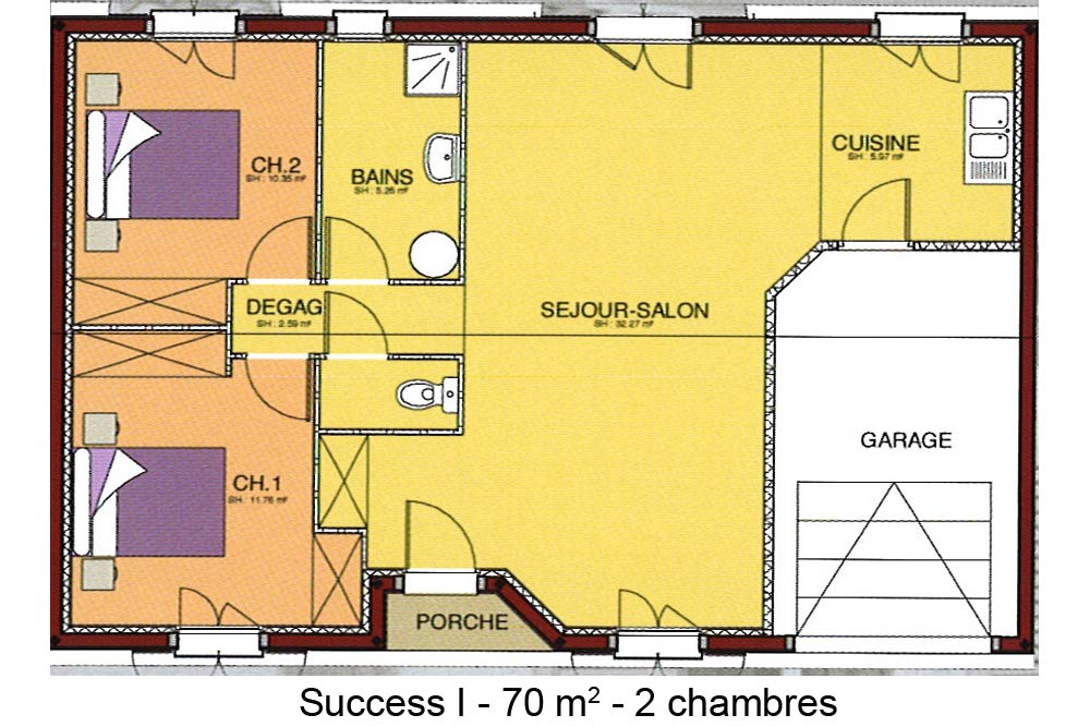 Plan de maison 2 ch