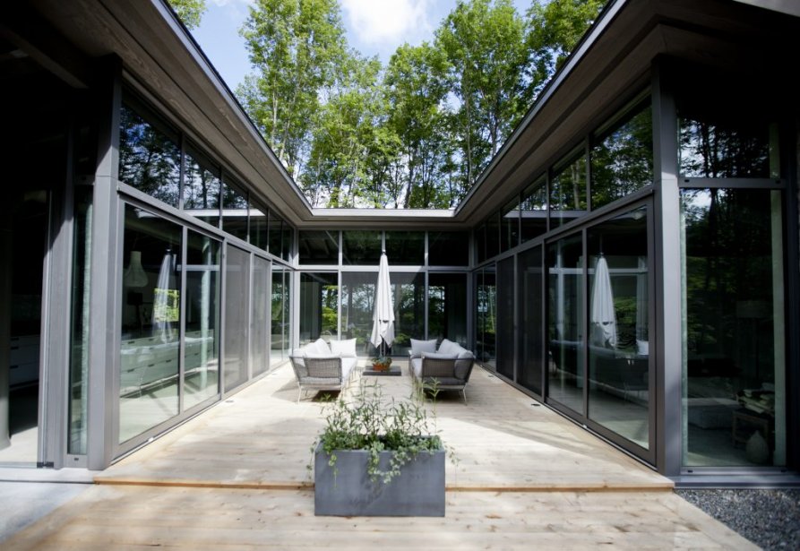 Plan de maison avec cour intérieure