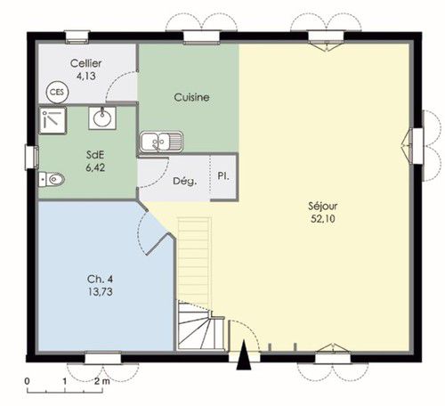 Plan de maison de 60 metre carre