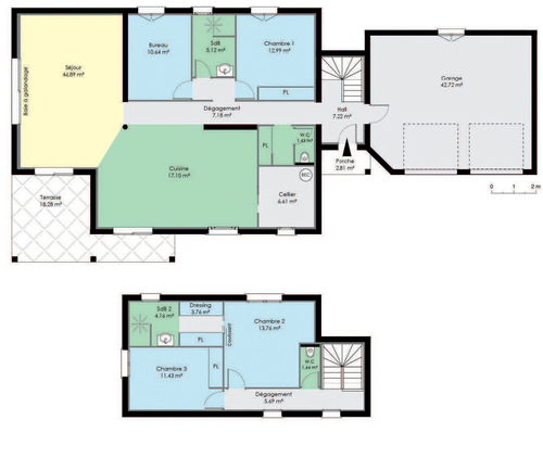 Plan maison bastide moderne