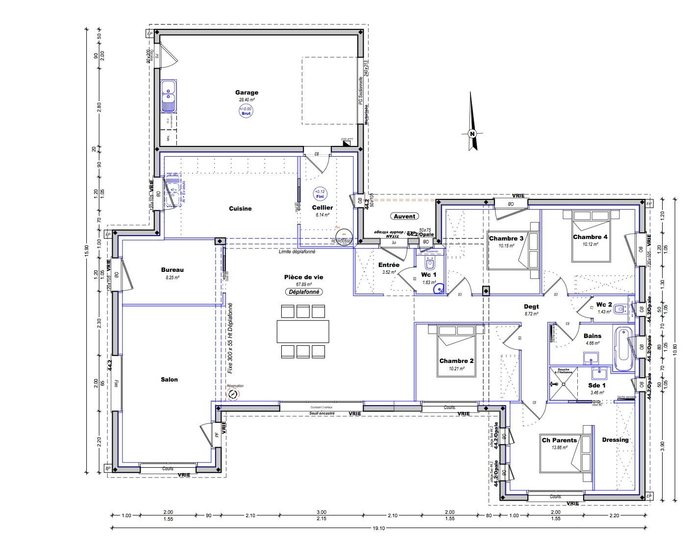 Plan de maison 150m2 plain pied