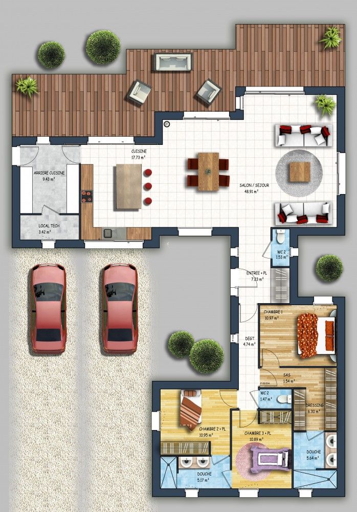 Plan maison plain pied depreux