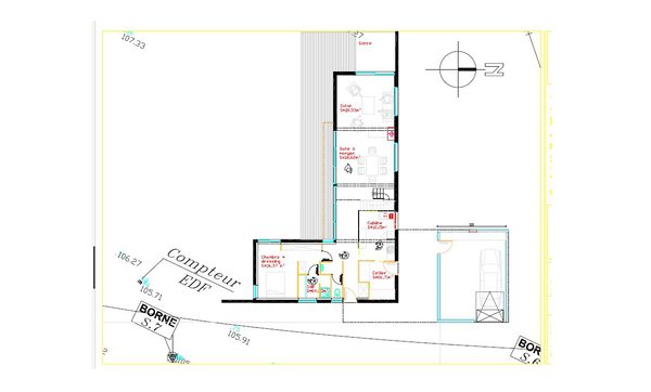 Plan pièces de vie à l'étage dans une maison