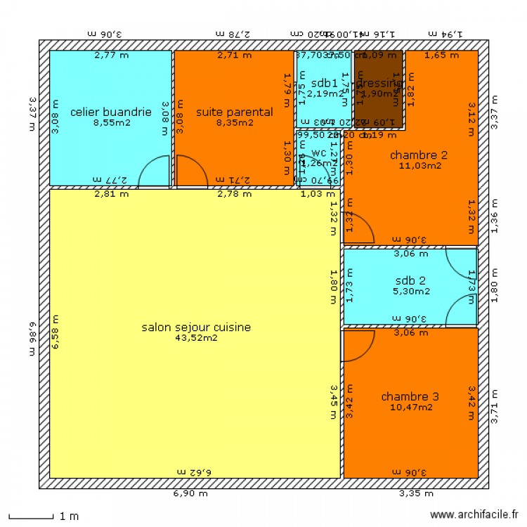 Plan de maison plein pied carre