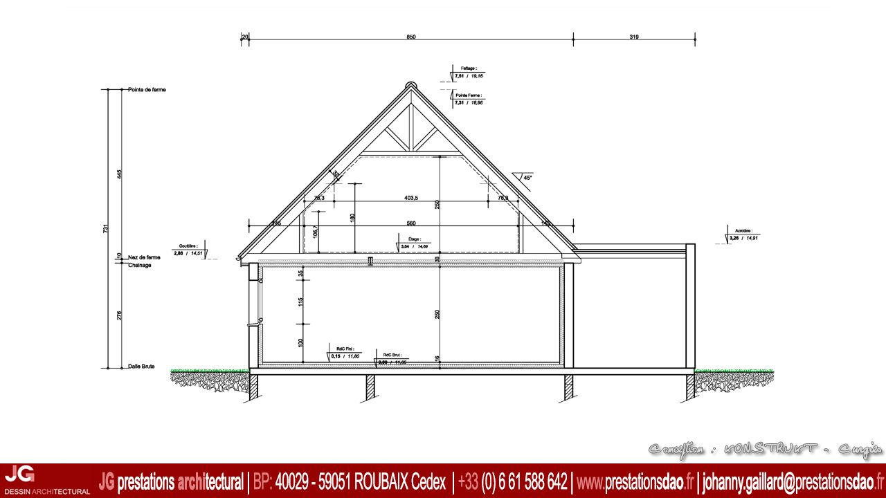 Dessiner plan de coupe maison