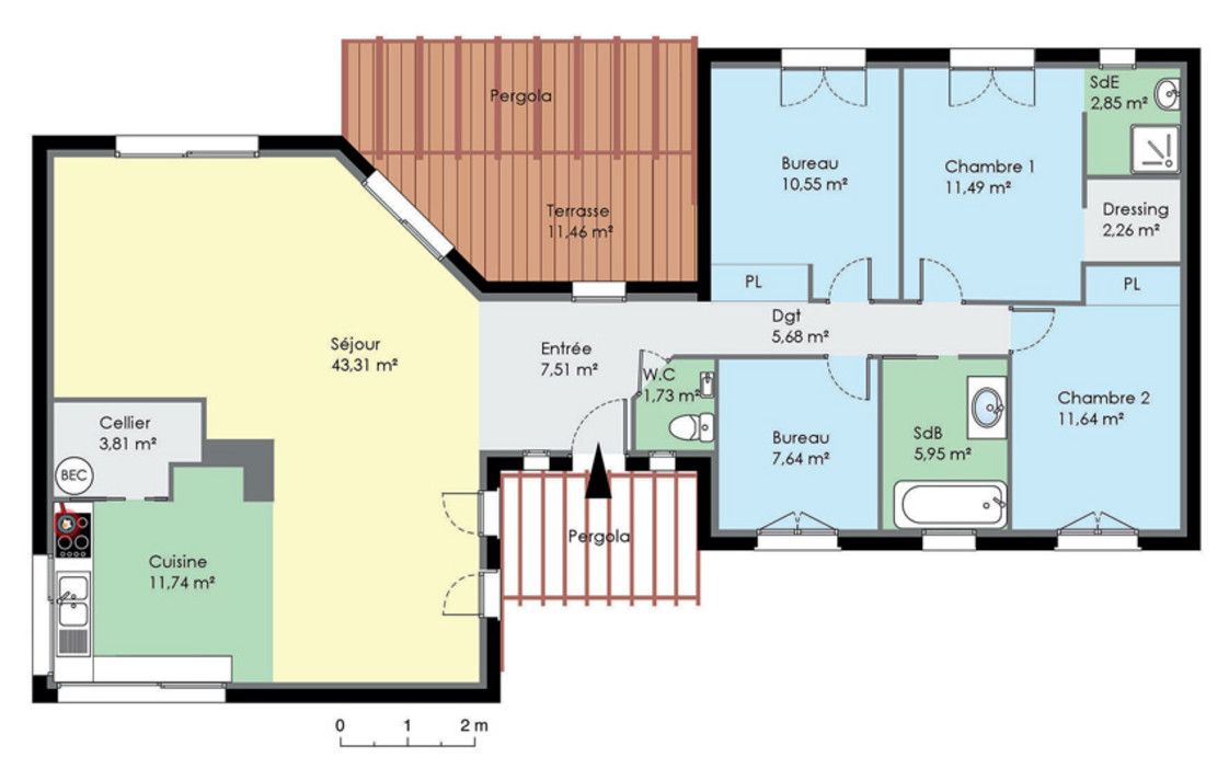 Plan de maison design plain pied