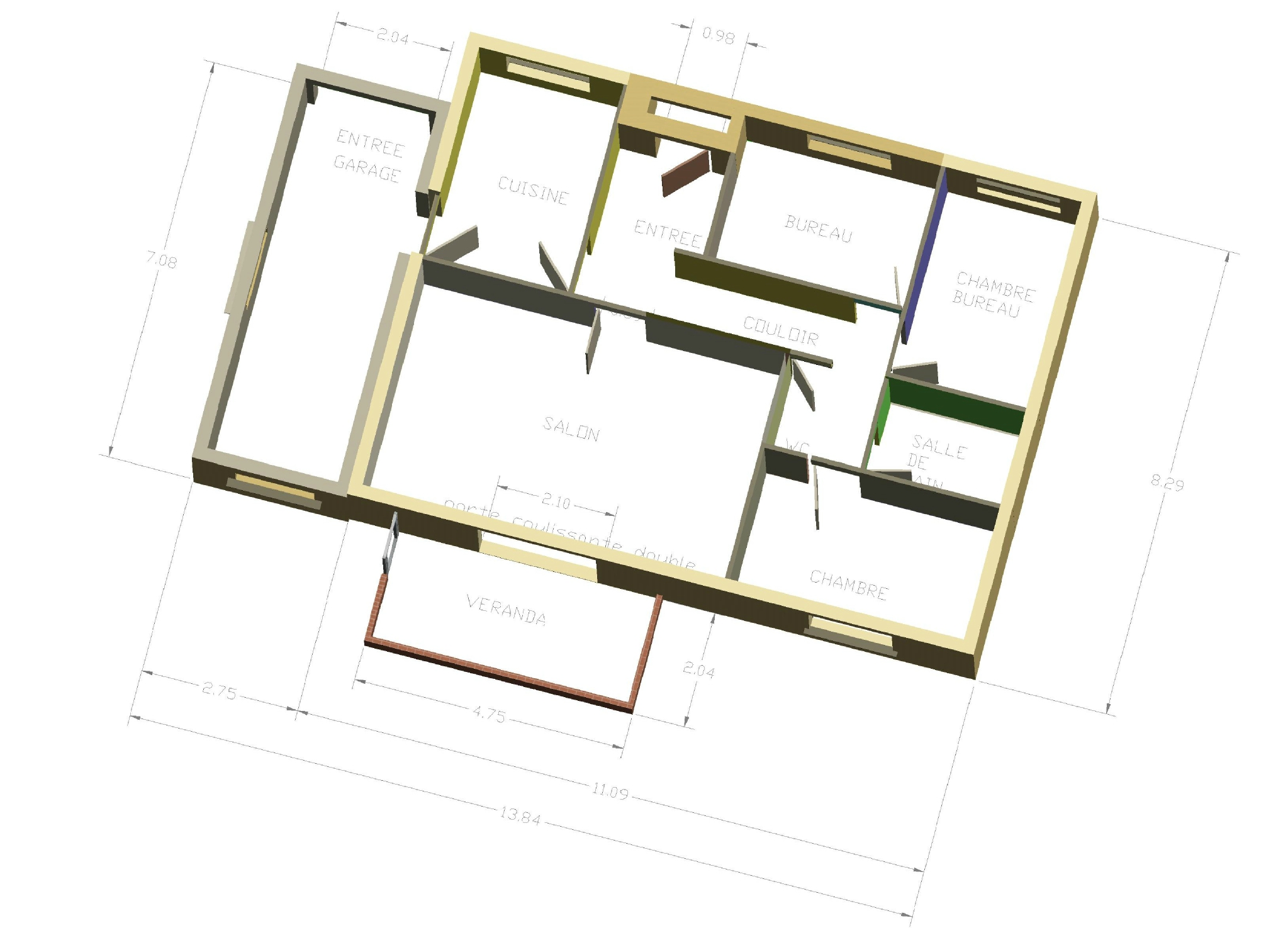 Plan maison vue 3d